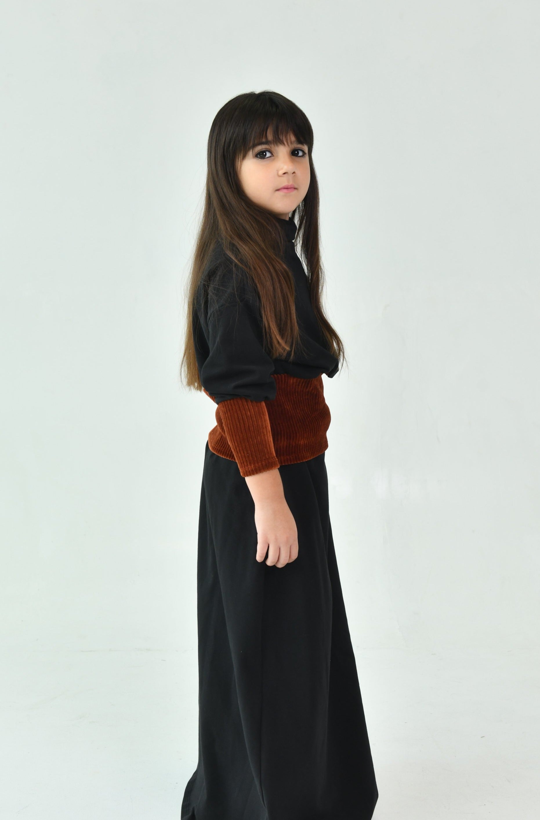 Top + Maxi Skirt in Black/Rust