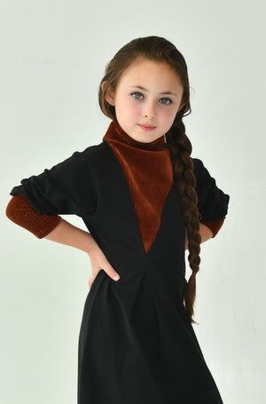 Vee Maxi Dress in Rust/Black
