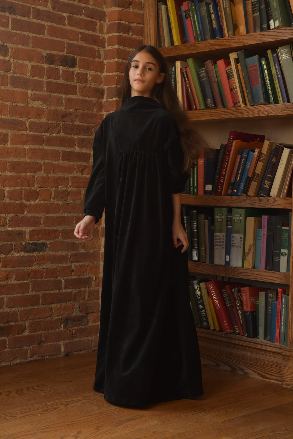 Velour Maxi Dress in Black