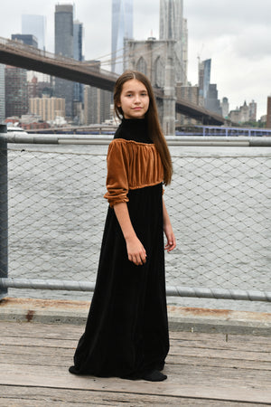 Victorian Maxi Dress Black/Camel