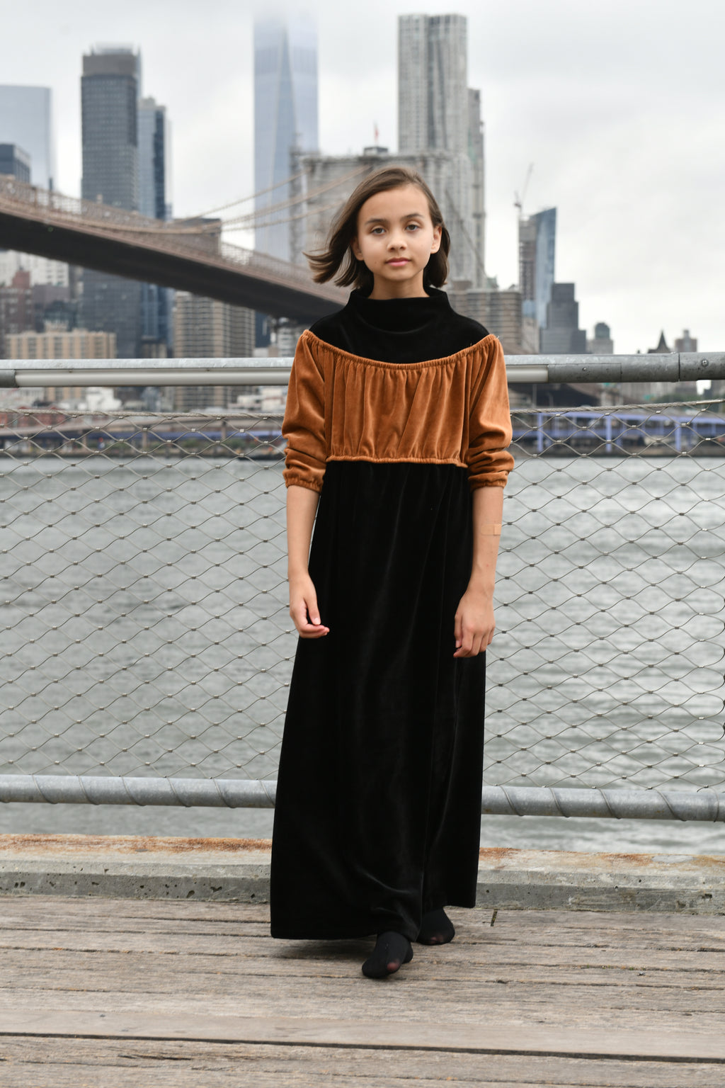 Victorian Maxi Dress Black/Camel