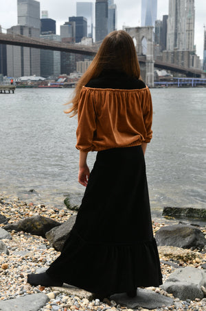 Top + Maxi Skirt in Black/Camel